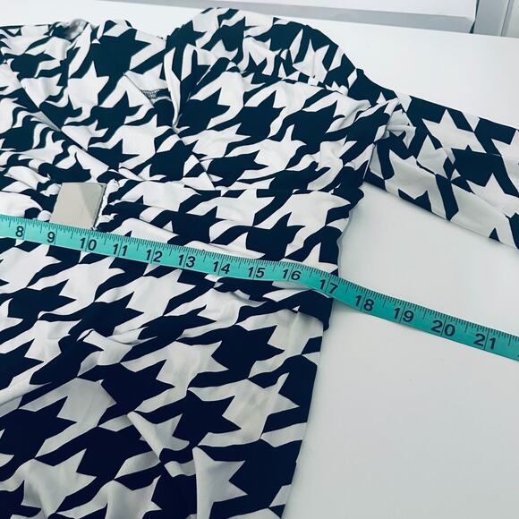 Ellen Tracy Career Office Siren Dress Size 14 Stretch Knit Houndstooth Mob Wife - Picture 6 of 9